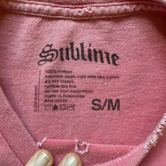 Sublime Distressed Graphic Band T-Shirt Red Sun Logo S/M Grunge Style - Picture 5 of 6